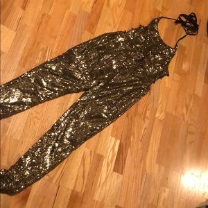 Backless sequin jumpsuit